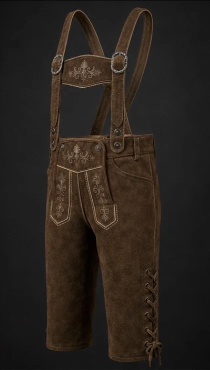Boys Knee Length Lederhosen, view 2 product style