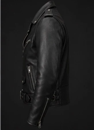 Classic Leather Biker Jacket, view 4 product style