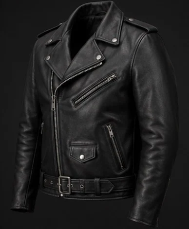 Classic Leather Biker Jacket, view 2 product style