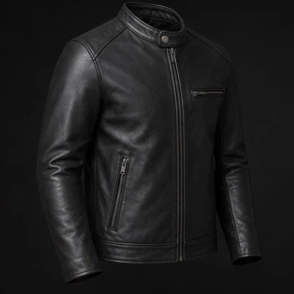 Cafe Racer Leather Jacket, view 5 product style