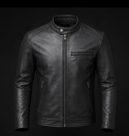 Cafe Racer Leather Jacket, view 1 product style