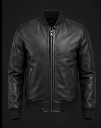 Leather Bomber Jacket, view 1 product style