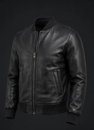 Leather Bomber Jacket, view 2 product style