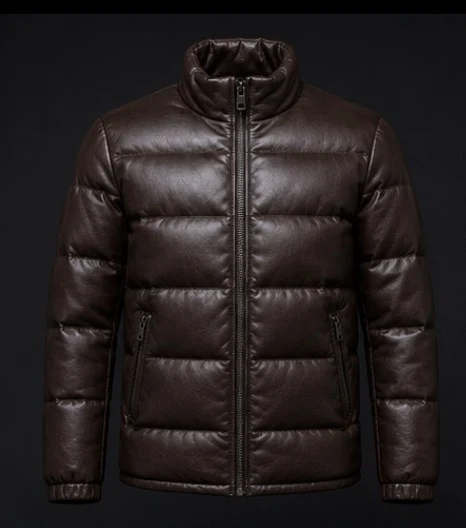 Leather Puffer Jacket, view 1 product style