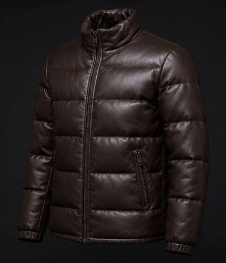 Leather Puffer Jacket, view 2 product style