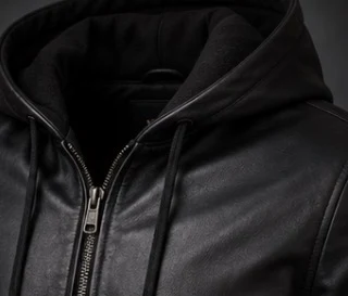 Leather Hoodie, view 3 product style