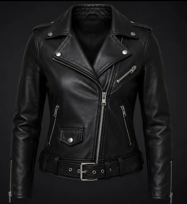 Women's Leather Biker Jacket representing Women's Jackets & Outerwear