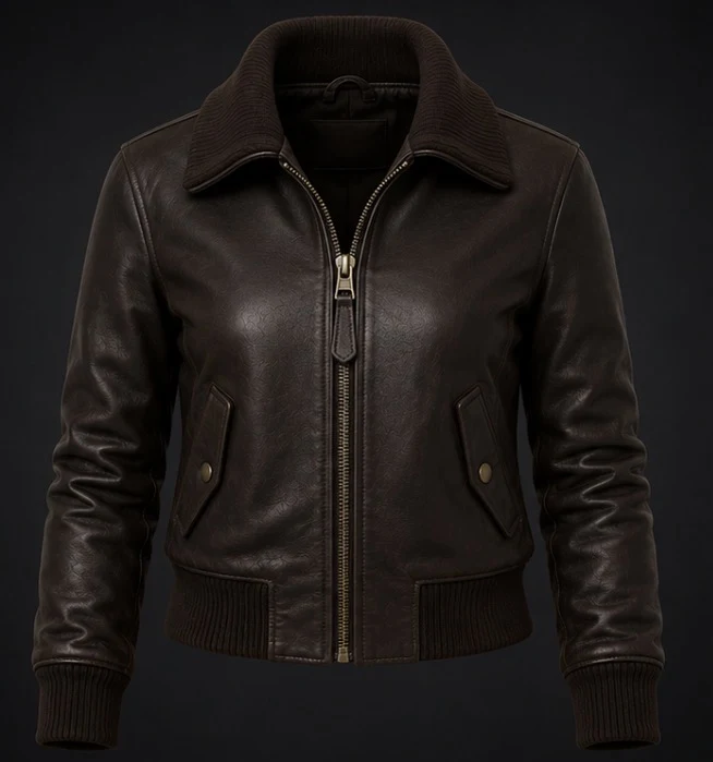 Women's Leather Bomber Jacket, view 1