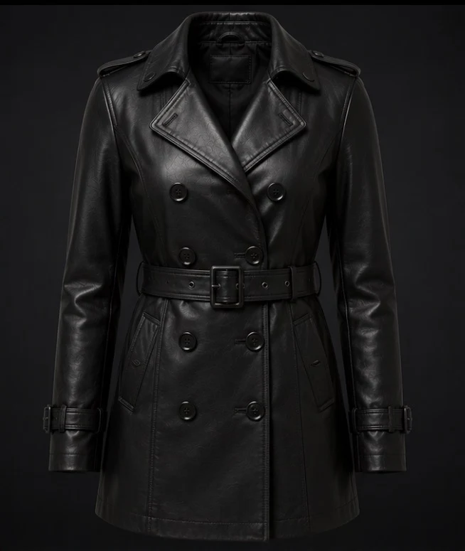 Women's Leather Trench Coat, view 1