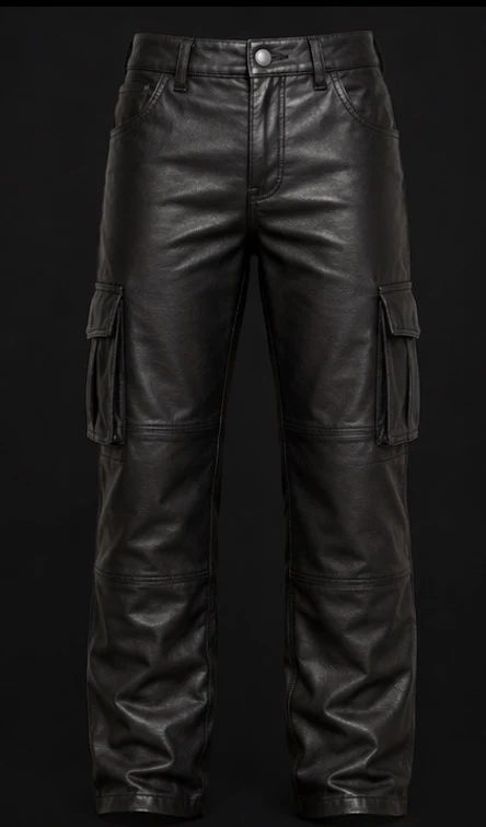 Women's Leather Cargo Pants, view 1