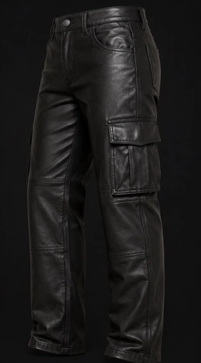 Women's Leather Cargo Pants, view 3