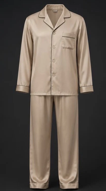 Men's Silk Pajama Set, view 1