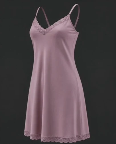 Women's Lace Trim Night Dress, view 3